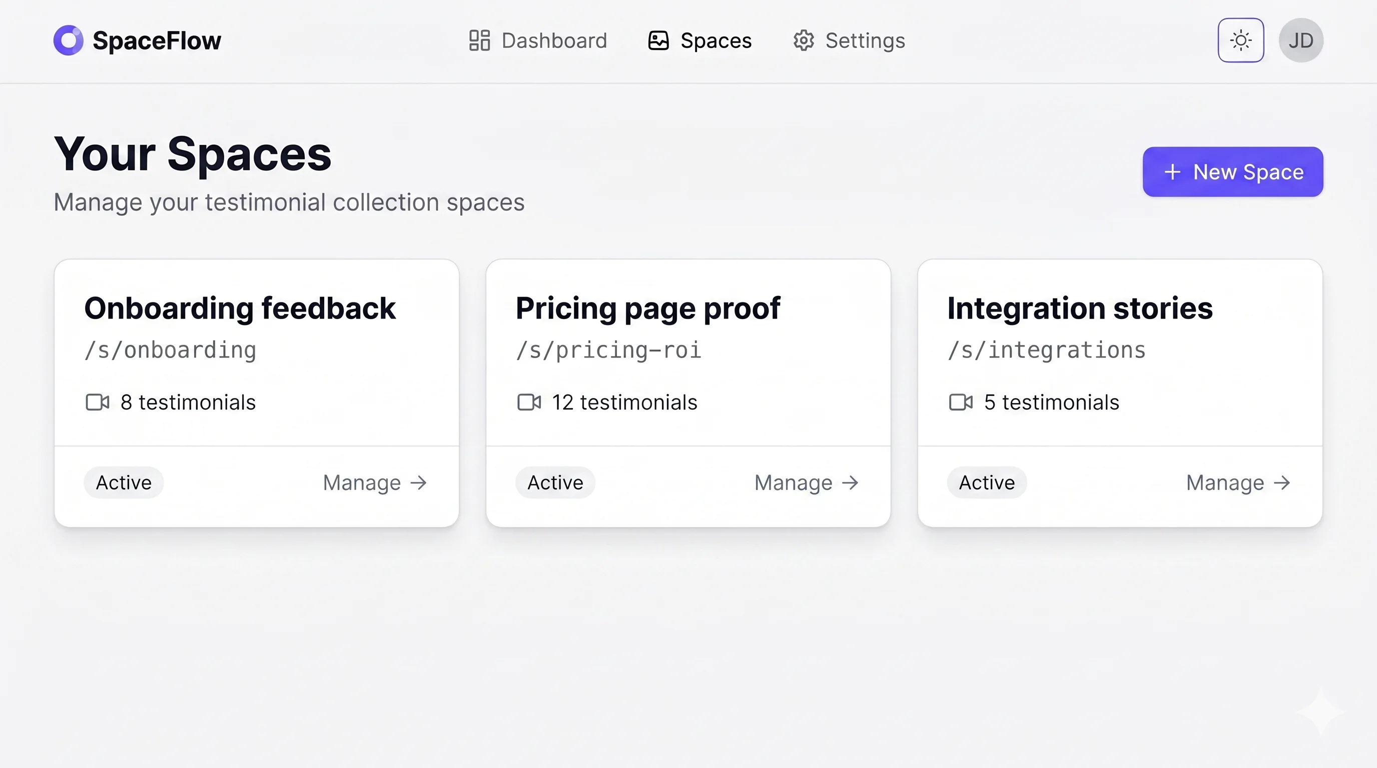 One Space per product, per use case